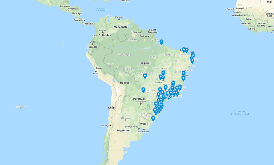 mapa de chalés no brasil