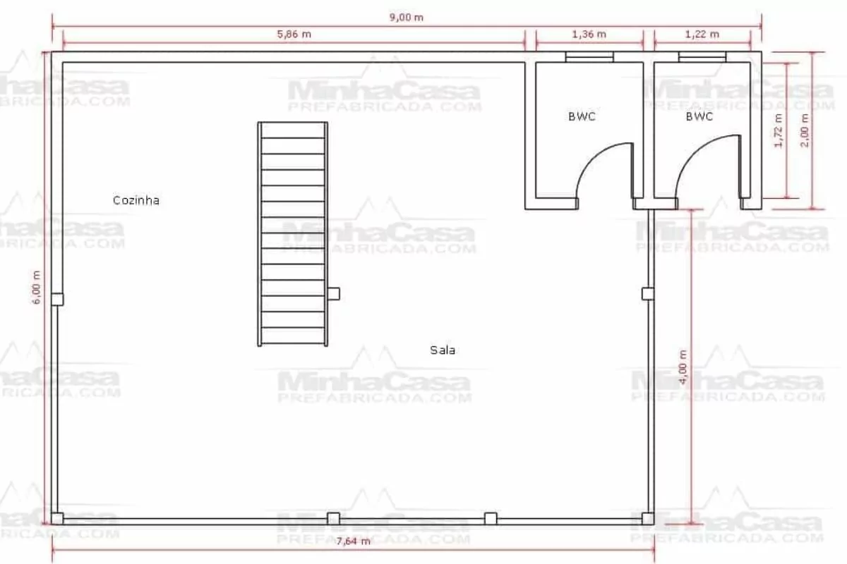 14 planta de casa Modelo Itapocu de 75,80M² 1