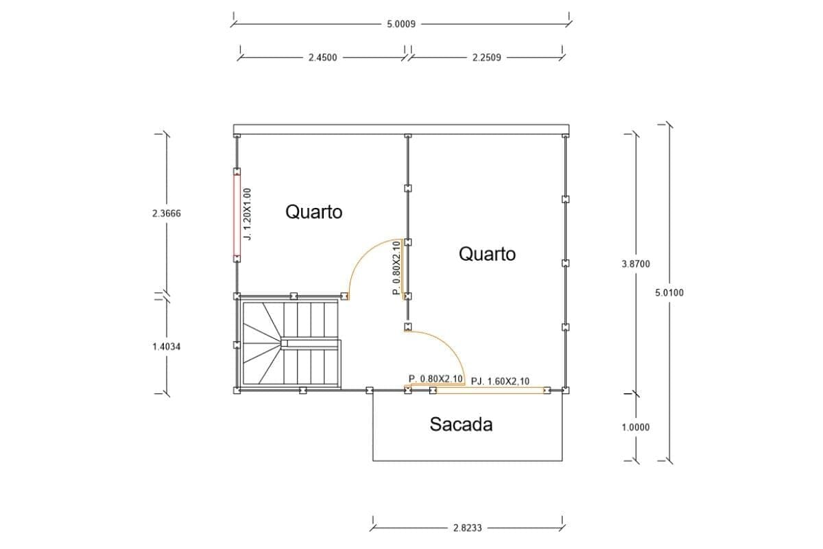 16 planta de casa Modelo Balneário Piçarras de 66,65M² 2