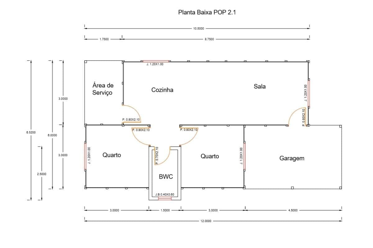 5 planta de casa Modelo Pop 2.1 de 68,25M²