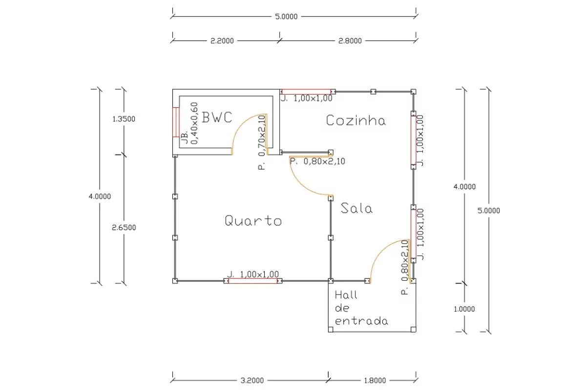 7 planta de casa Modelo Penha de 22,00M²