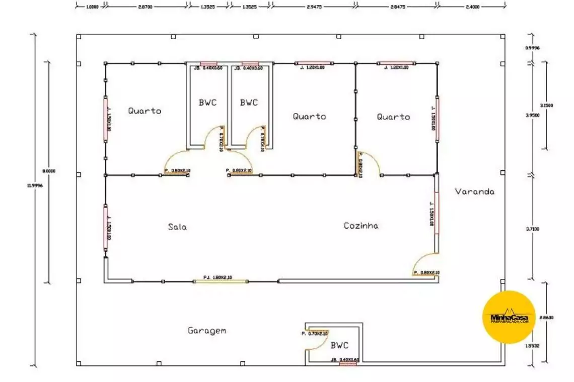 Projeto de casa de madeira pré-fabricada com 4 dormitórios e 254 m².