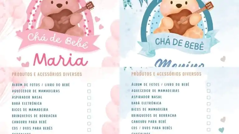 Lista de presentes para Chá de Bebê: planilha GRÁTIS + dicas – Chalé de ...