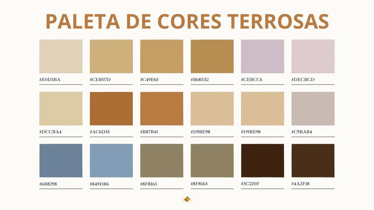 paleta de cores terrosas com 113 tons terrosos