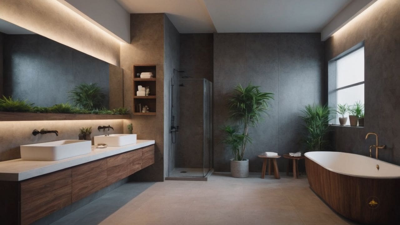 1. Ideias de banheiros modernos_ escolha um esquema de cores neutras para criar uma base elegante e versátil