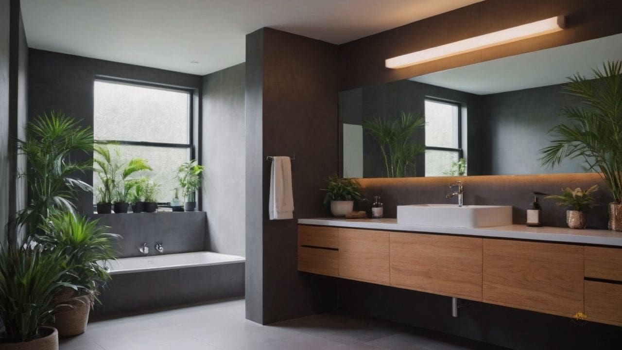 10. Ideias de banheiros modernos_ adicione um espelho grande para aumentar a sensação de espaço e refletir a luz natural