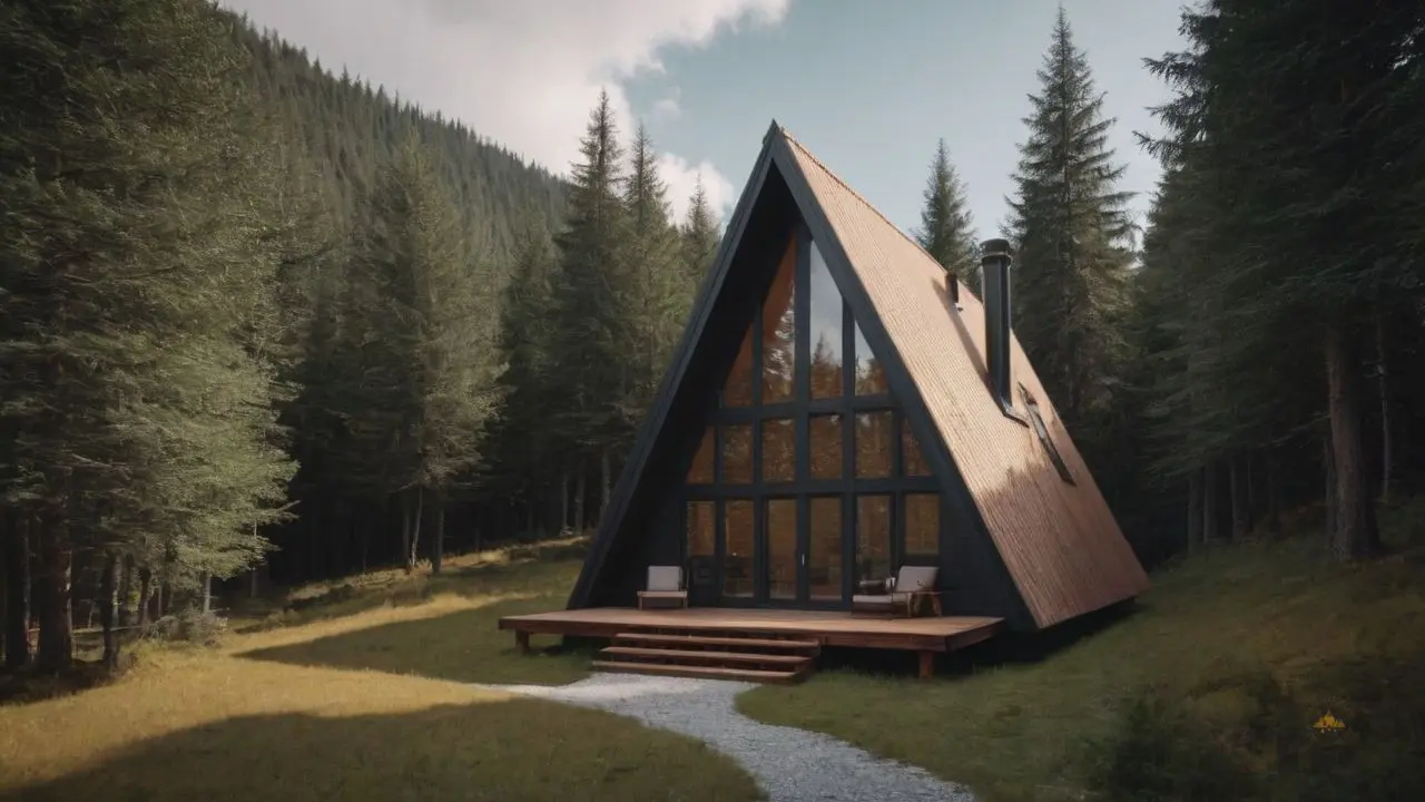 16. Casa Triangular_ a forma da casa triangular oferece mais privacidade em relação aos vizinhos