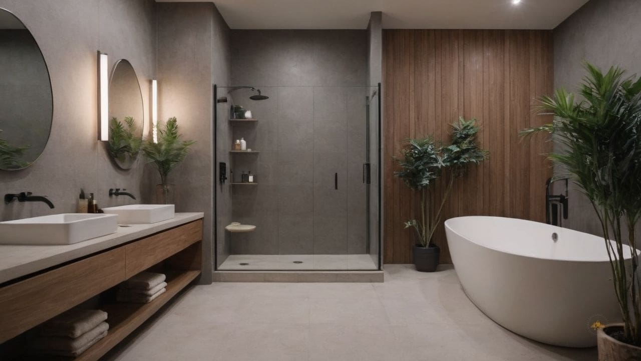 19. Ideias de banheiros modernos_ experimente com acessórios de casa de banho em cores metálicas como ouro ou bronze para um toque de glamour