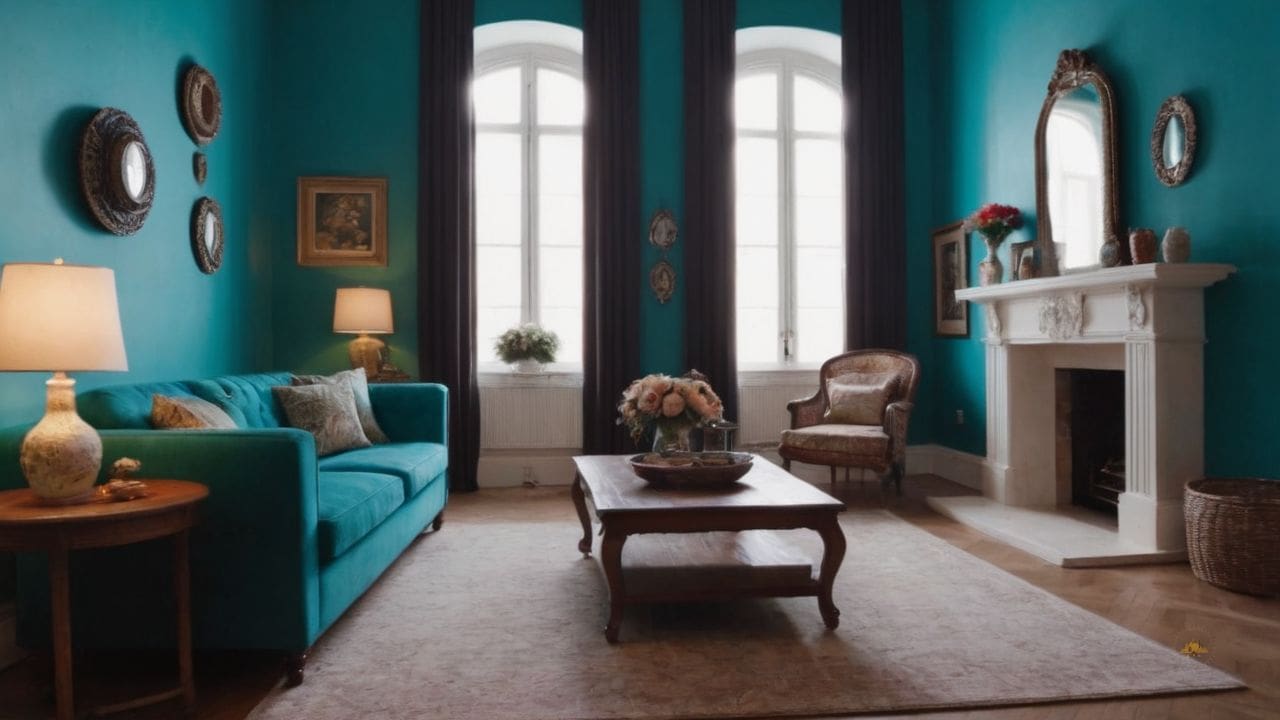 24. Azul turquesa combina com que cor? Adicione cadeiras em azul turquesa a uma mesa de jantar neutra para um toque de cor na sala de jantar.