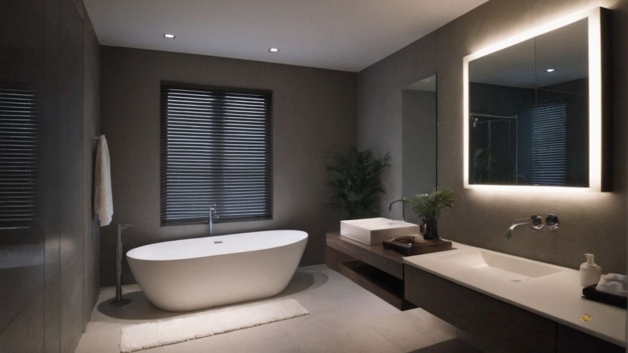 36. Ideias de banheiros modernos_ ideias de banheiros modernos_ instale um sistema de som embutido para criar uma atmosfera relaxante com música