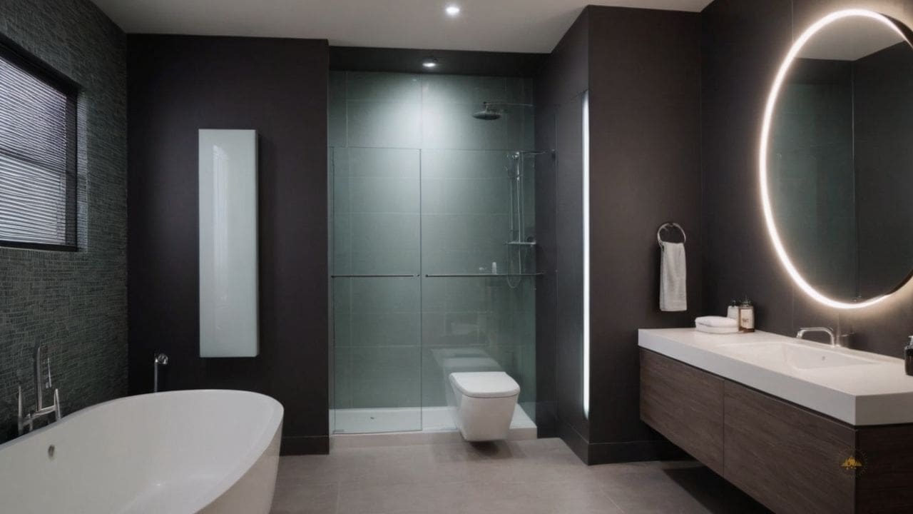 50. Ideias de banheiros modernos_ opte por acessórios de banheiro em tons de terra para uma aparência natural e acolhedora