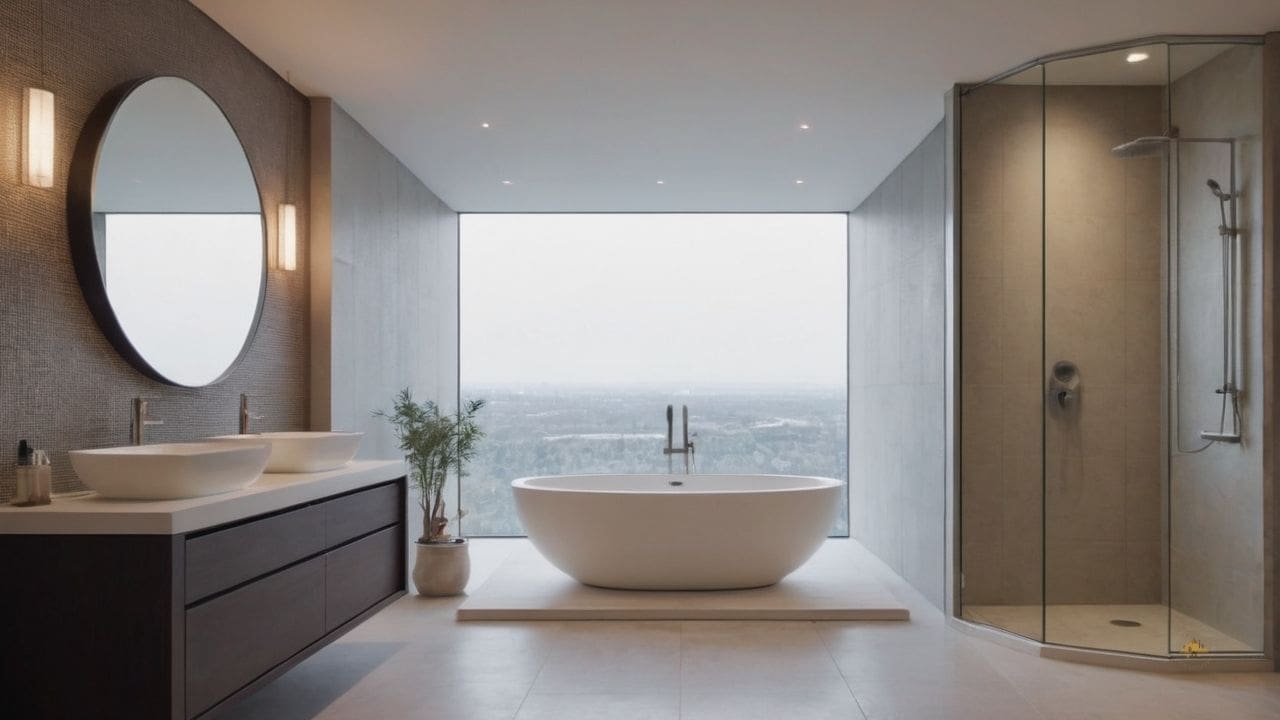 67. Ideias de banheiros modernos_ adicione uma planta de interior para um toque de frescor e vida