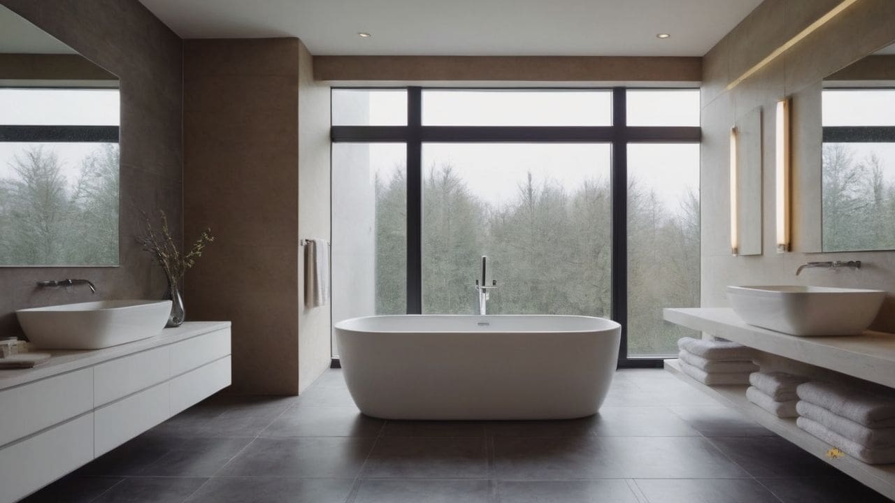 68. Ideias de banheiros modernos_ opte por acessórios de banho em tons de preto para um visual moderno e sofisticado