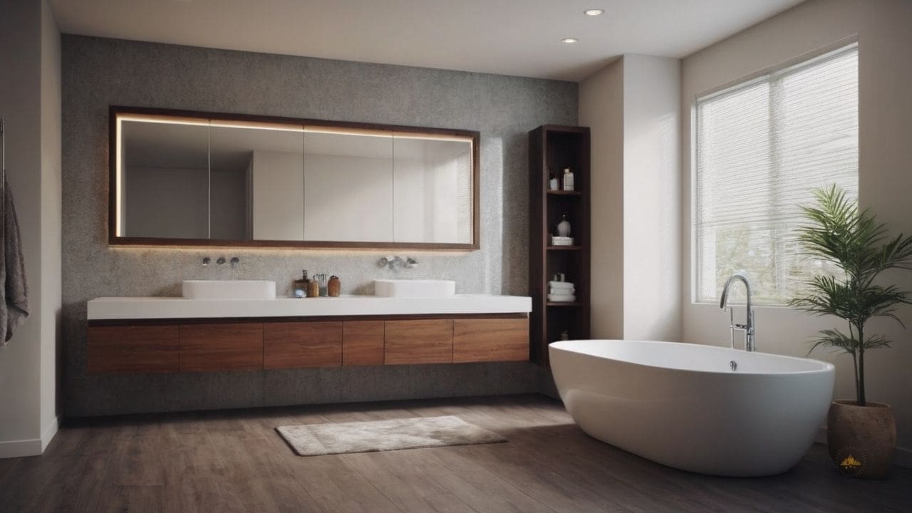 69. Ideias de banheiros modernos_ ideias de banheiros modernos_ utilize azulejos de mármore para adicionar um toque de luxo ao espaço