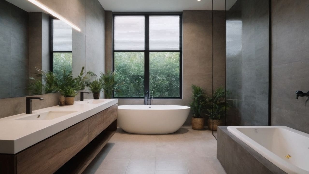 7. Ideias de banheiros modernos_ acrescente plantas ou flores para adicionar frescor e vida ao ambiente