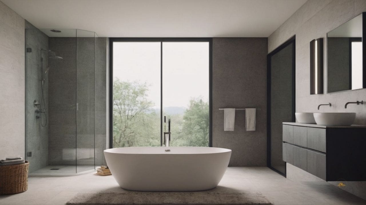 71. Ideias de banheiros modernos_ adicione um tapete de banho de pelúcia para conforto e estilo