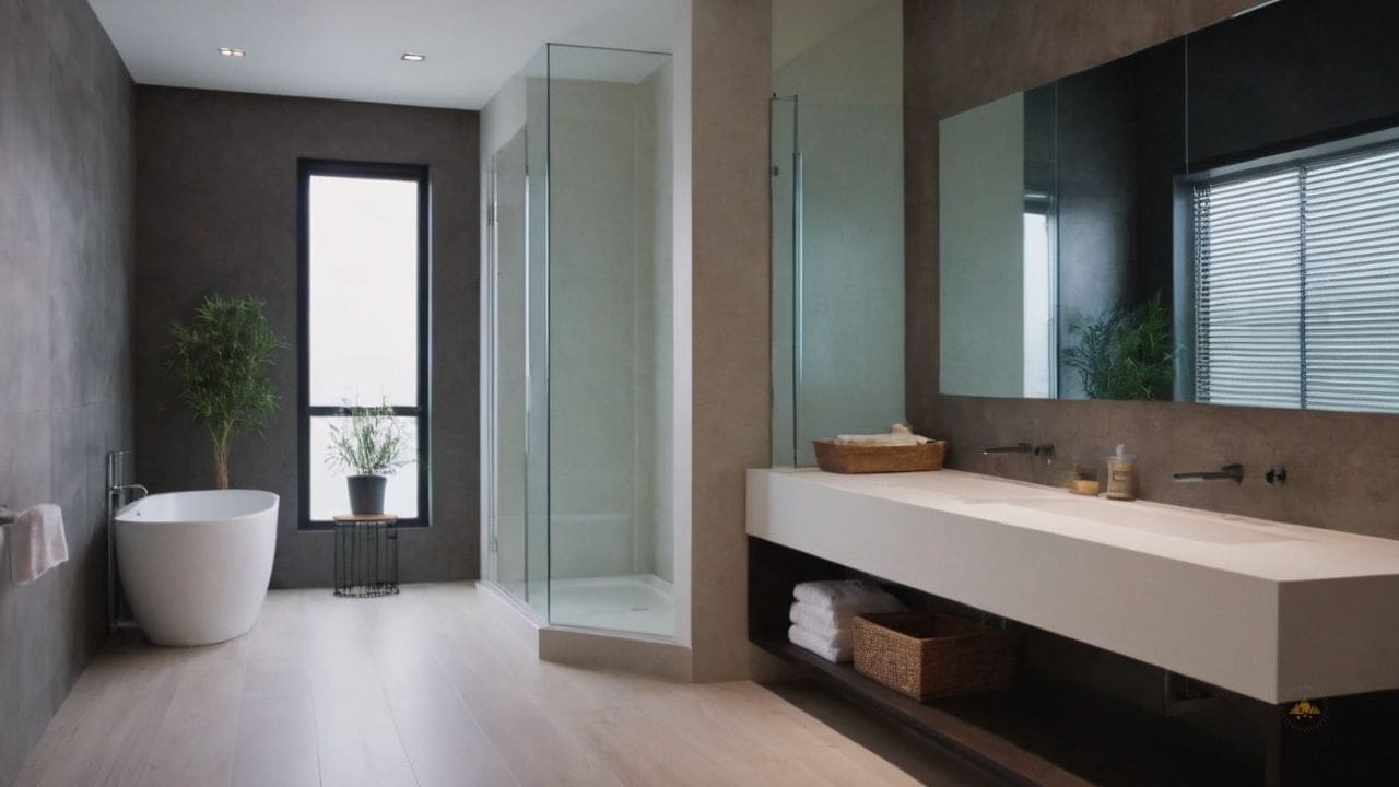 78. Ideias de banheiros modernos_ ideias de banheiros modernos_ considere a instalação de um lavatório de parede para uma aparência limpa e moderna