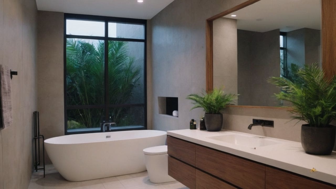 8. Ideias de banheiros modernos_ ideias de banheiros modernos_ opte por acessórios de casa de banho em metal escovado para um toque de elegância industrial