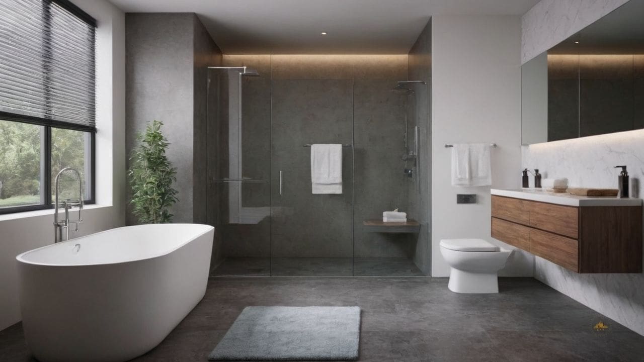 84. Ideias de banheiros modernos_ ideias de banheiros modernos_ instale iluminação de destaque para realçar características específicas do espaço