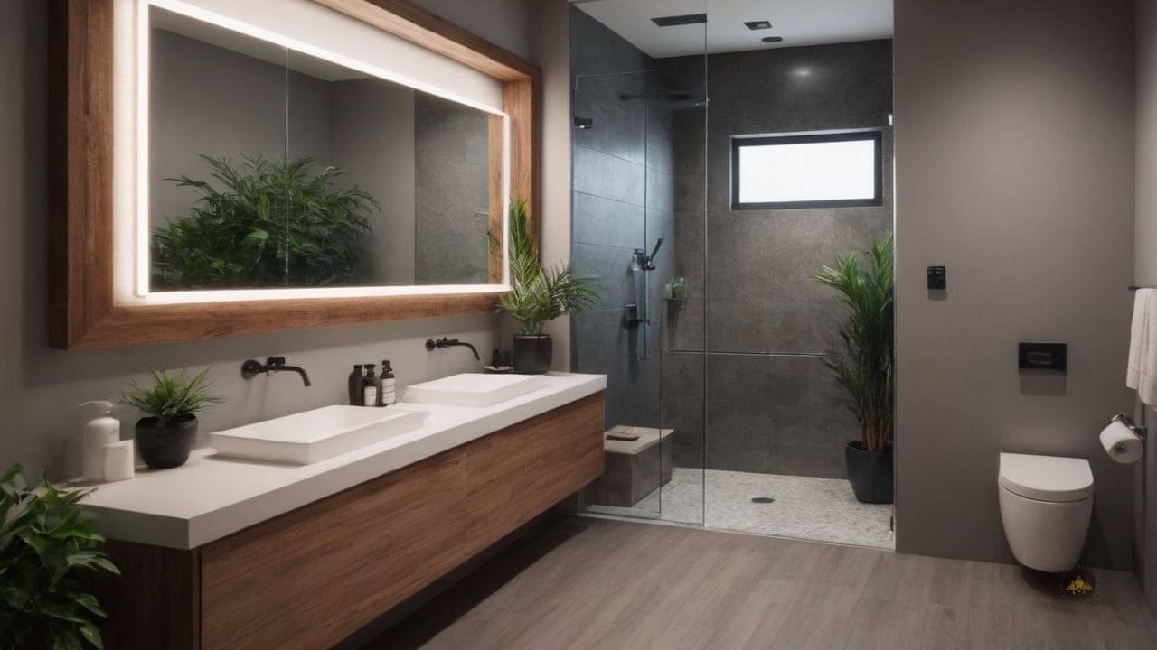 9. Ideias de banheiros modernos_ instale um sistema de iluminação led para criar uma atmosfera relaxante e destacar elementos de design