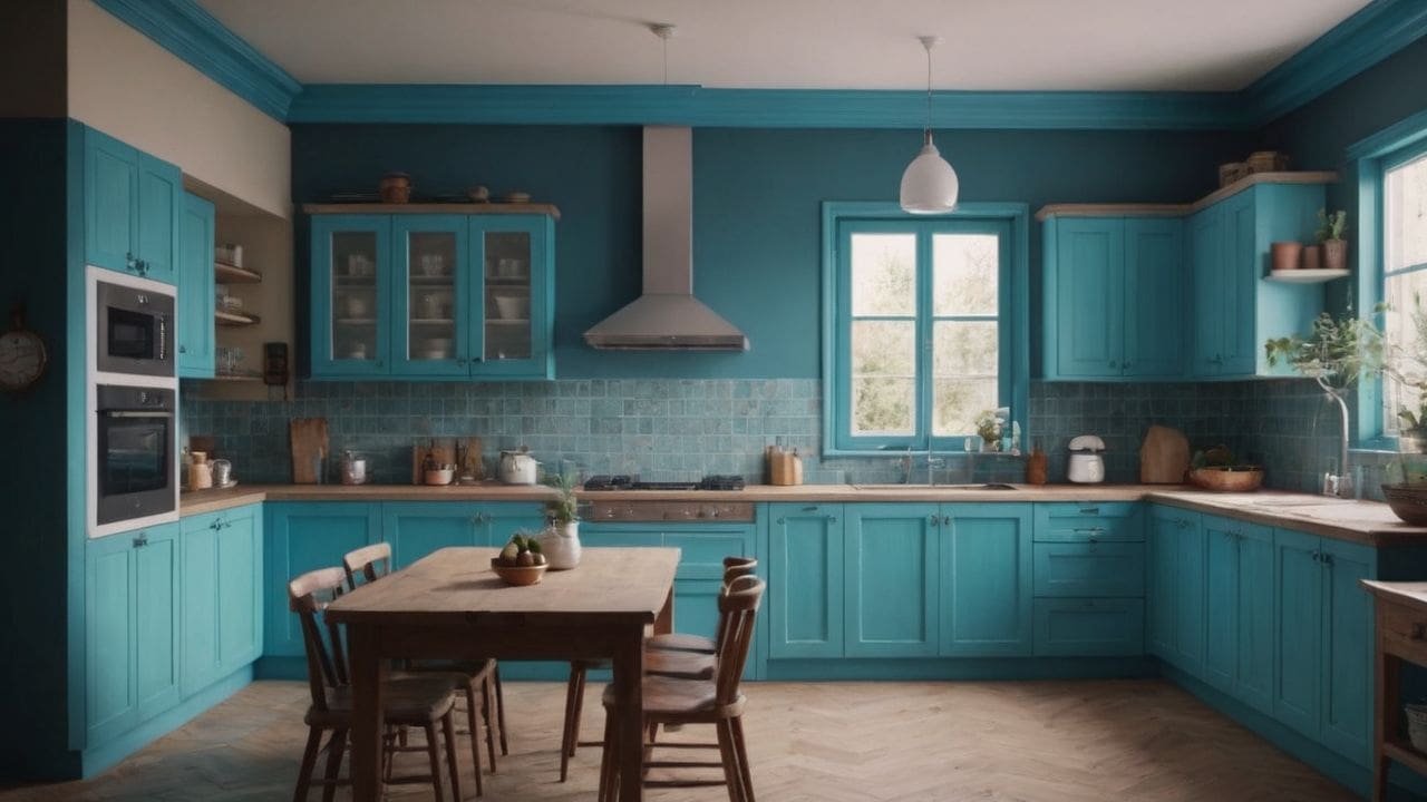 Azul turquesa combina com que cor na Cozinha?
