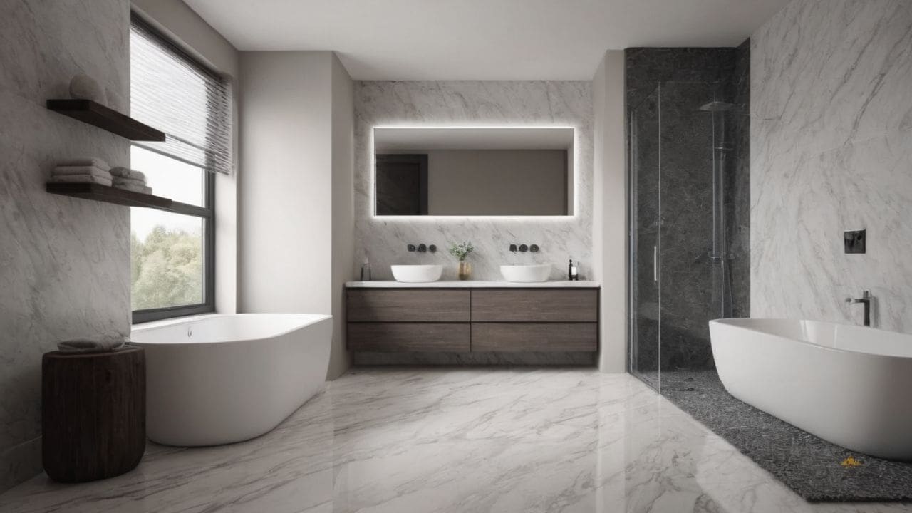 14. Banheiro Calcata com Carrara prporciona customização