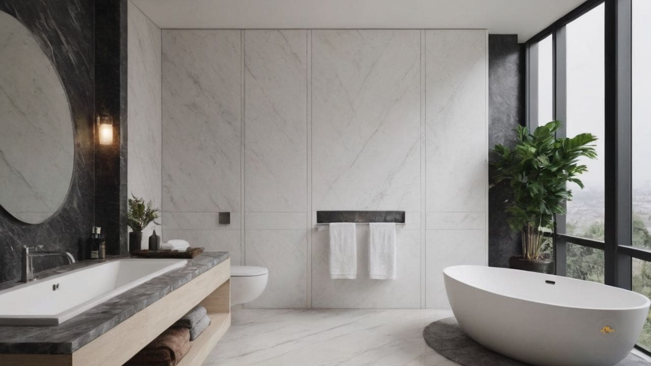 16. Banheiro Calcata com Carrara prporciona estética sofisticada
