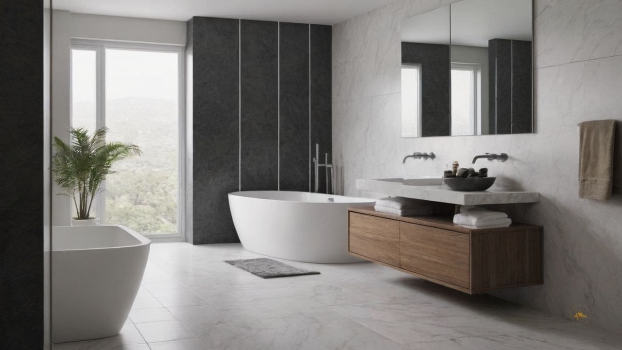 22. Banheiro Calcata com Carrara prporciona aparência atemporal