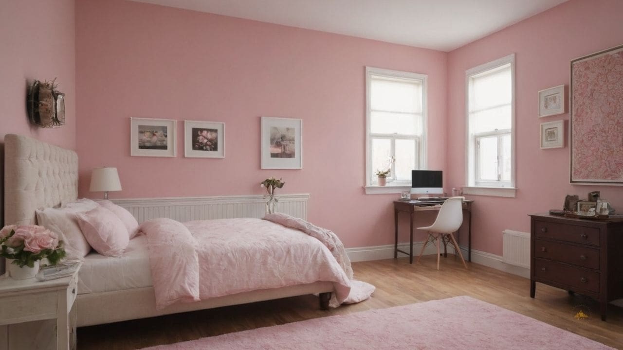23. Quarto Rosa_ um quarto rosa pode ser um espaço alegre e vibrante