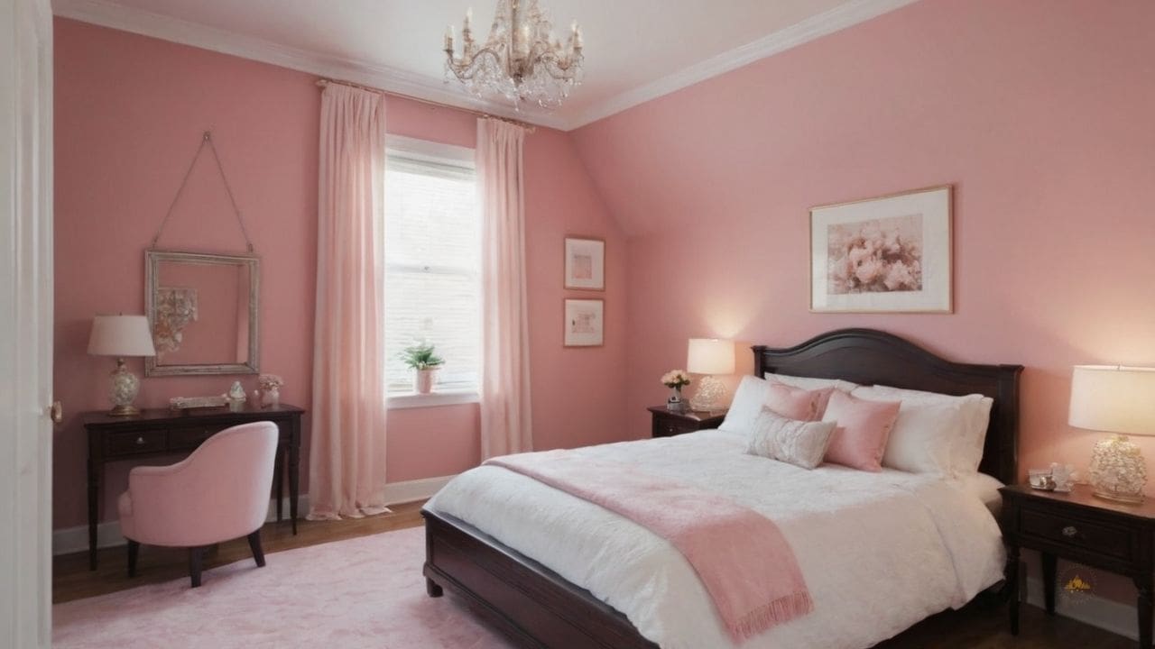 25. Quarto Rosa_ um quarto rosa pode ser decorado de forma temática, como vintage ou contemporânea