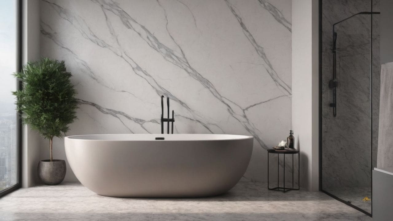 27. Banheiro Calcata com Carrara prporciona beleza natural