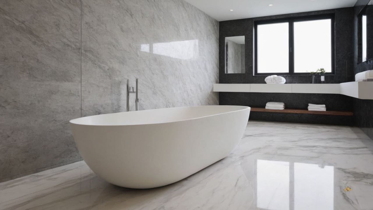 29. Banheiro Calcata com Carrara prporciona toque moderno
