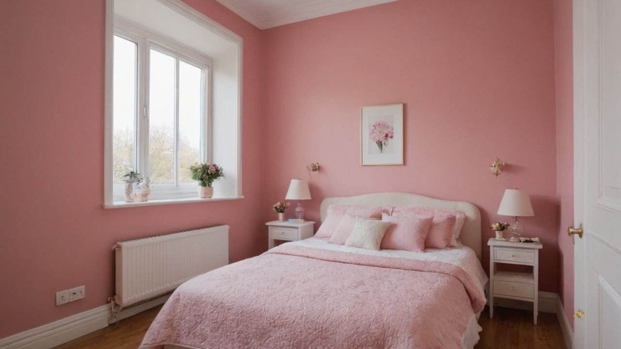 31. Quarto Rosa_ um quarto rosa pode ser decorado com diferentes texturas para adicionar profundidade