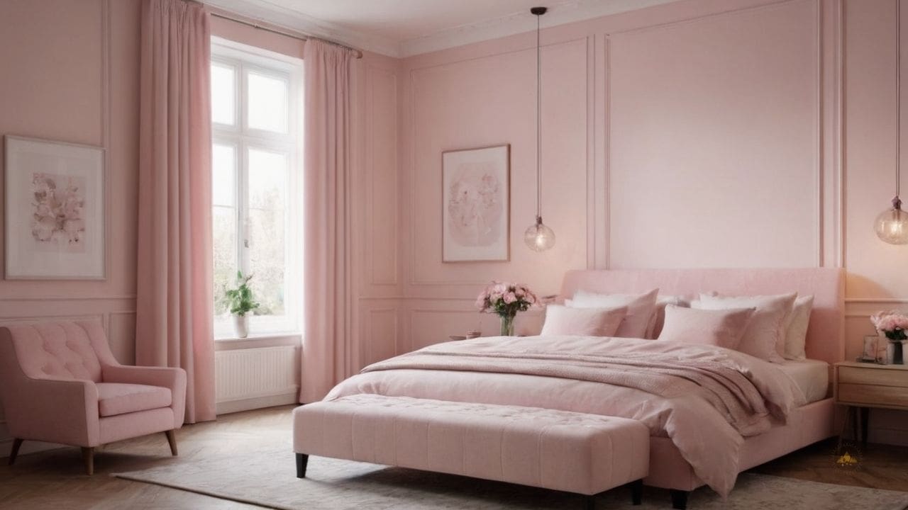 41. Quarto Rosa_ um quarto rosa pode ser facilmente atualizado com novas tendências de decoração