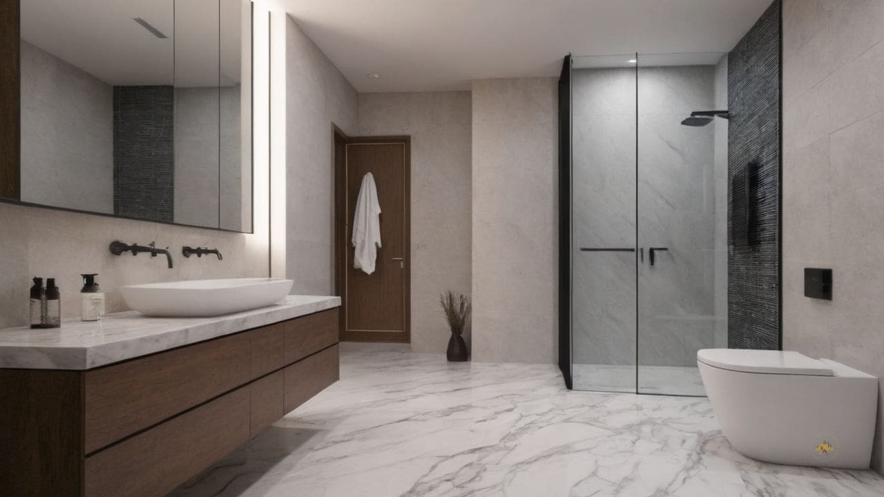 5. Banheiro Calcata com Carrara prporciona sensação de espaço
