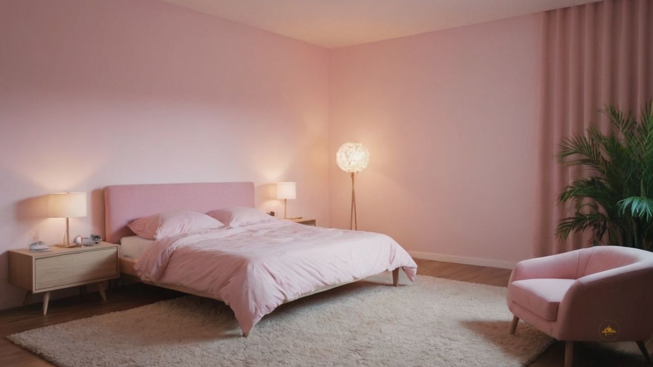 55. Quarto Rosa_ um quarto rosa pode ser decorado de forma temática para eventos especiais