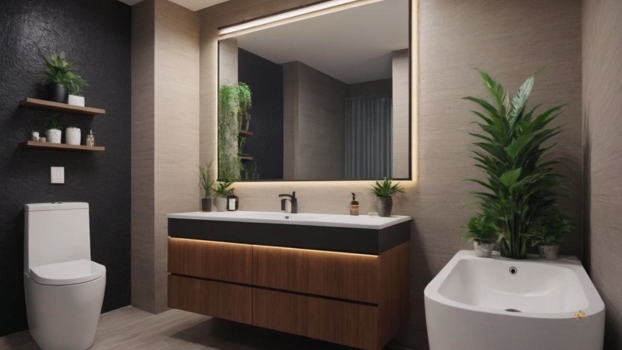 64. Banheiro pequeno simples e bonito_ estilo funcional