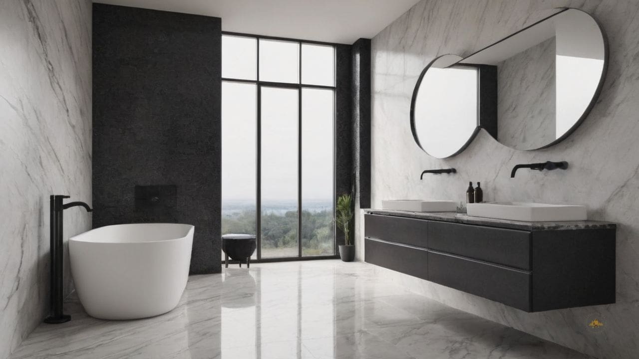 7. Banheiro Calcata com Carrara prporciona resistência ao desgaste