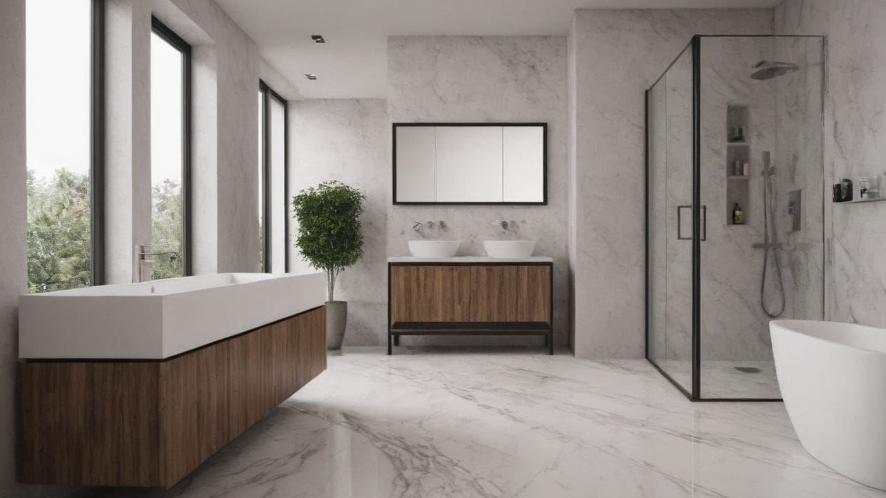 Dicas de design para banheiro Calacata com cinza
