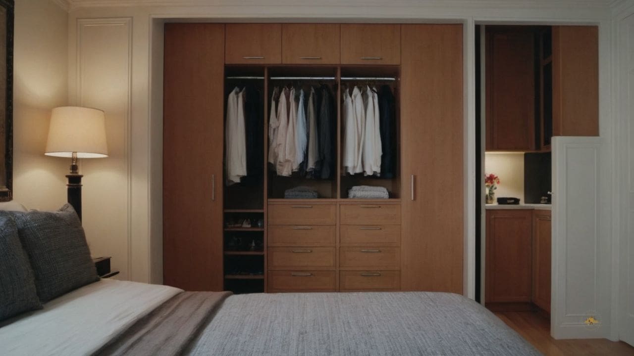 10. O quarto com closet e banheiro simples proporciona praticidade no dia a dia