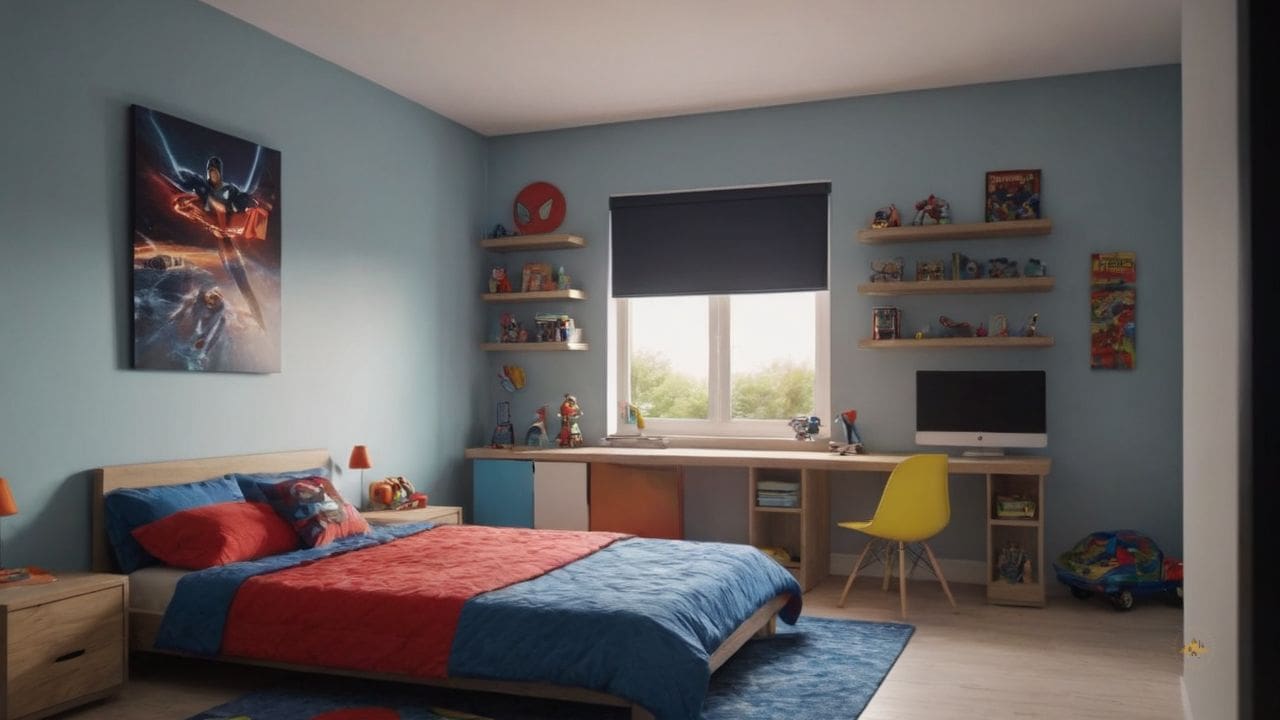 12. Quarto infantil masculino simples proporciona durabilidade