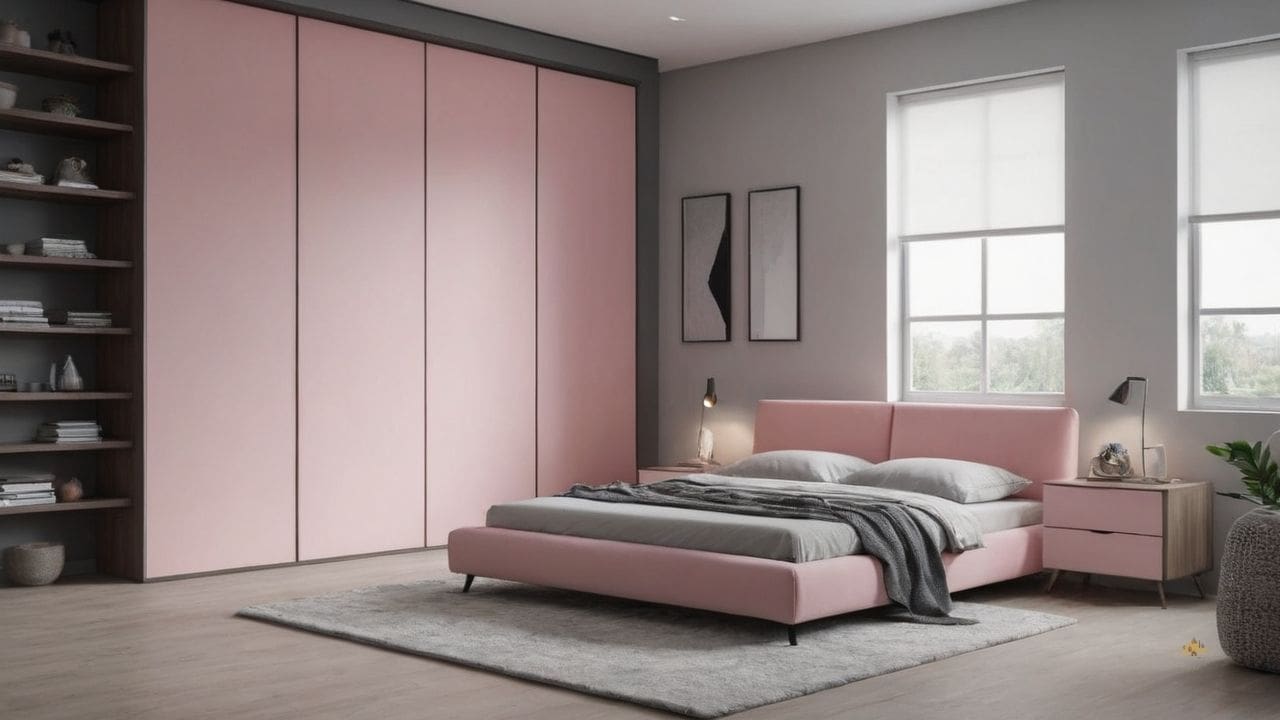 14. Quarto cinza e rosa proporciona versatilidade de tons