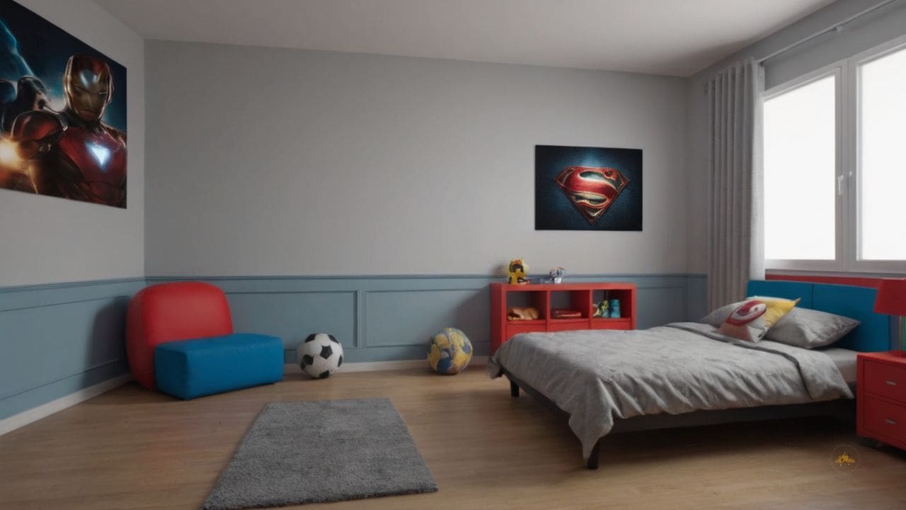 14. Quarto infantil masculino simples proporciona praticidade