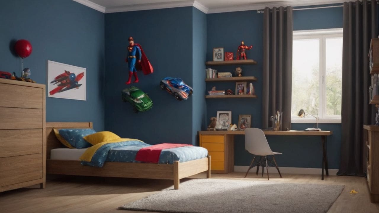 16. Quarto infantil masculino simples proporciona facilidade de movimentação