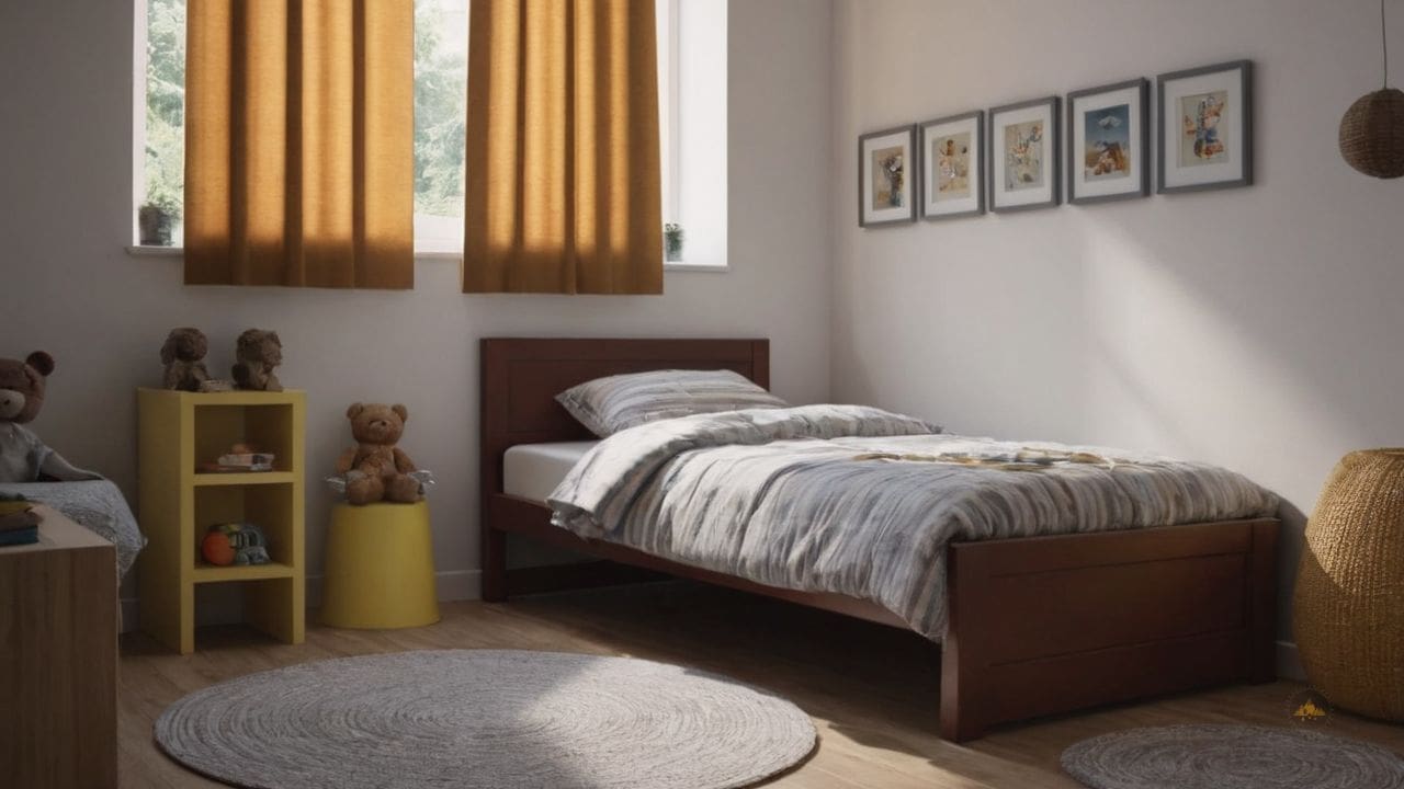 19. Quarto infantil masculino simples proporciona eficiência no uso do espaço