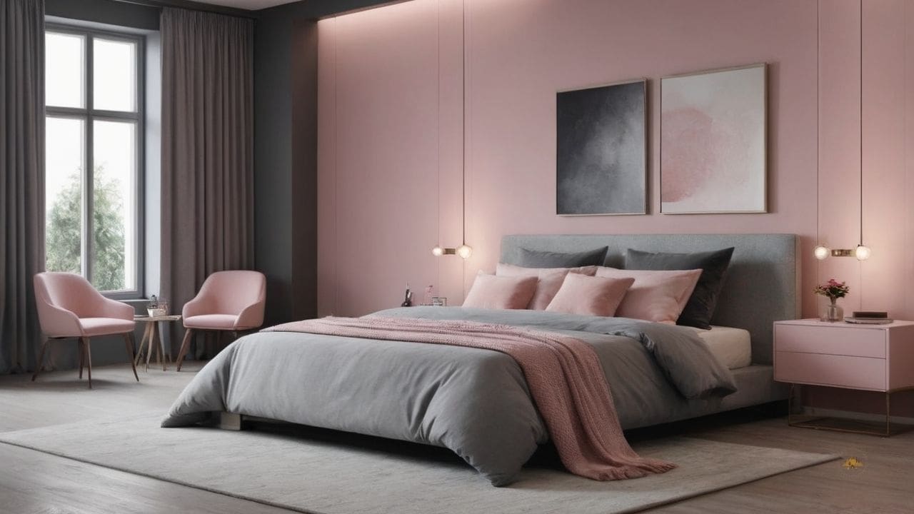 21. Quarto cinza e rosa proporciona perfeito para todos