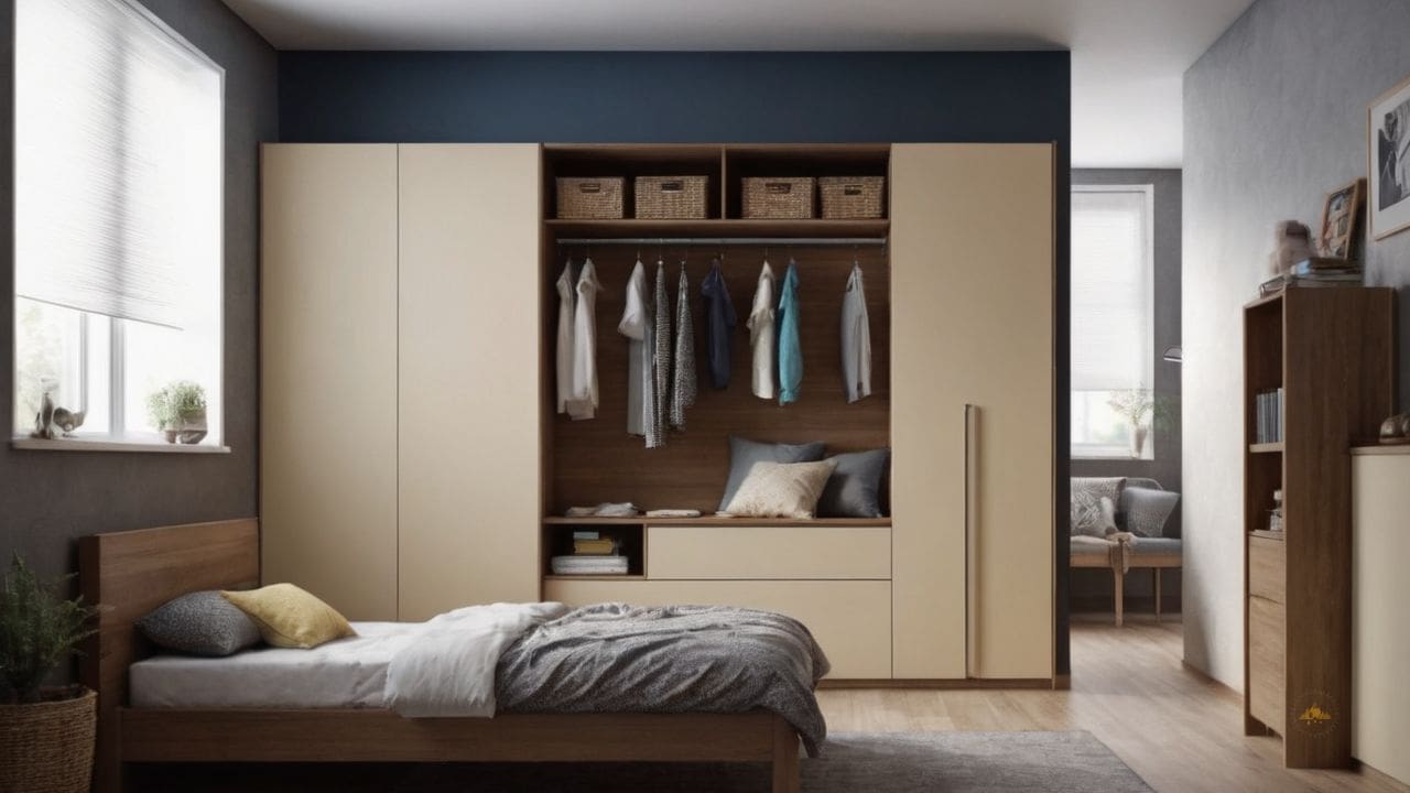 23. Um quarto pequeno para dois irmãos com guarda-roupa proporciona maior interação diária