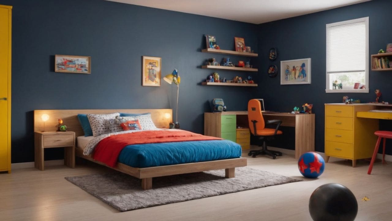 24. Quarto infantil masculino simples proporciona facilidade de atualização