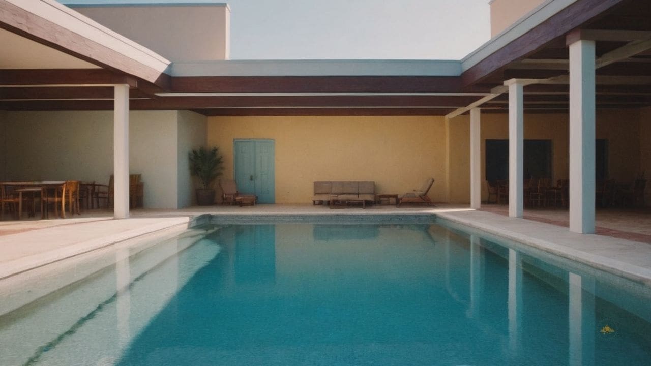 31. Edícula com piscina proporciona espaço de cinema