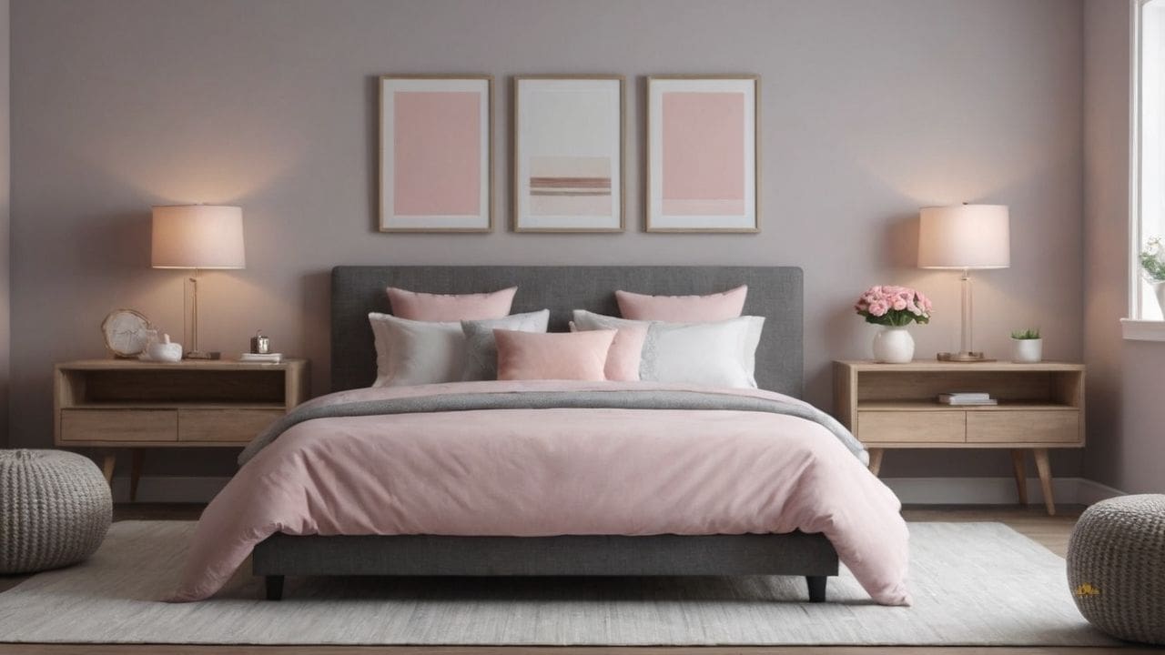 41. Quarto cinza e rosa proporciona fácil de atualizar